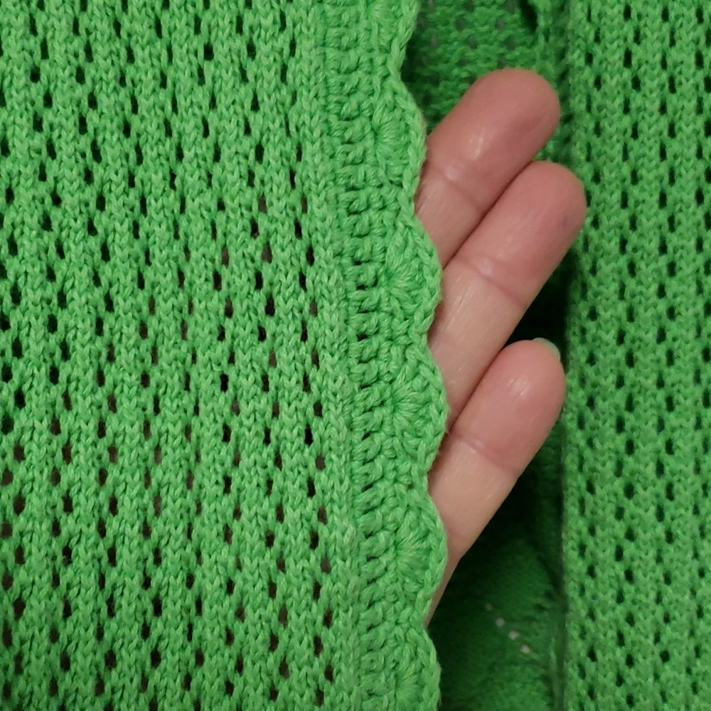 Vintage Open-knit Pointelle Green Cardigan Sweater‎ Size Small-Medium